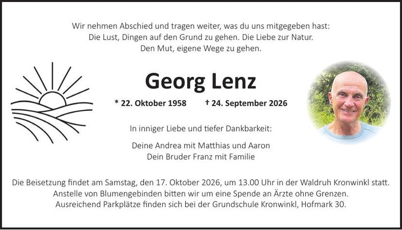 Traueranzeige Georg Lenz