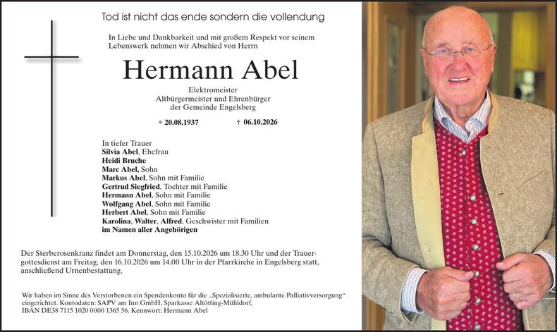 Traueranzeige Hermann Abel 