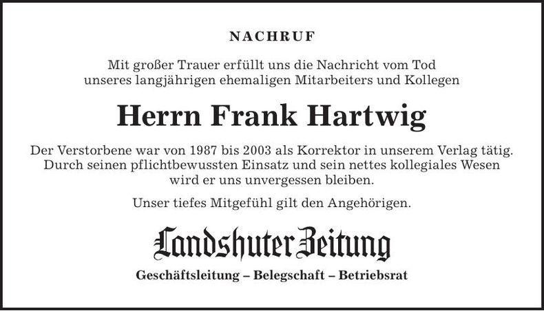 Traueranzeige Rudolf Stäringer