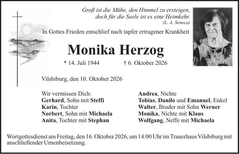 Traueranzeige Monika Herzog