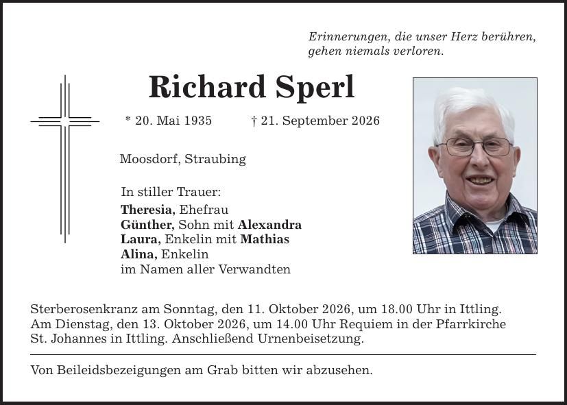 Traueranzeige Richard Sperl
