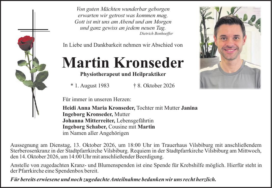 Traueranzeige Martin Kronseder