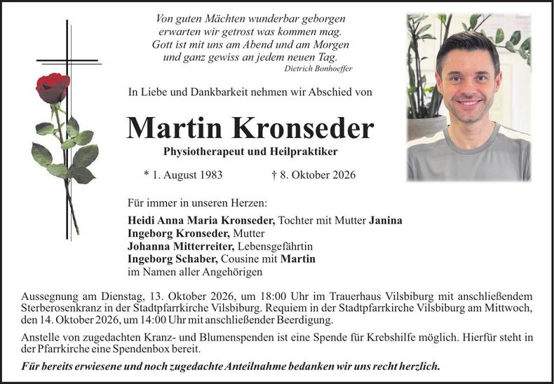 Traueranzeige Martin Kronseder