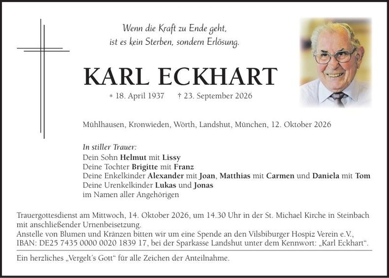 Traueranzeige Karl Eckhart
