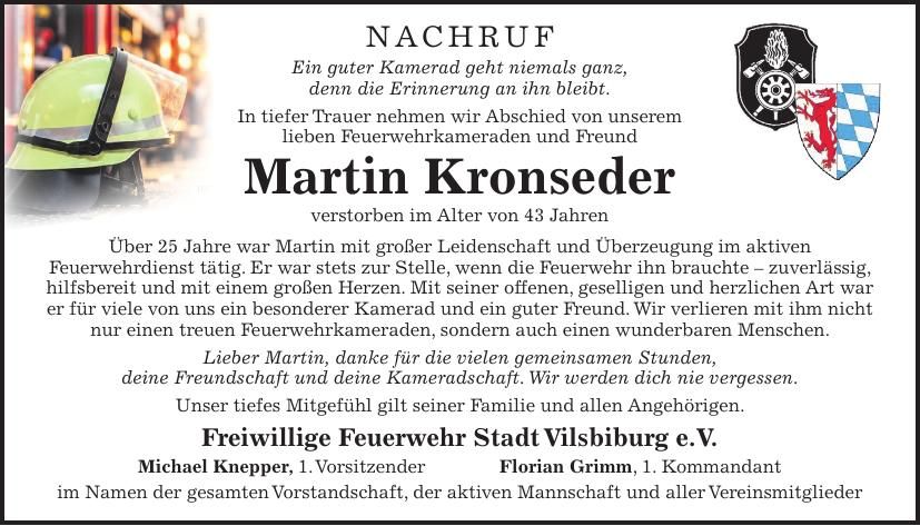 Traueranzeige Martin Kronseder