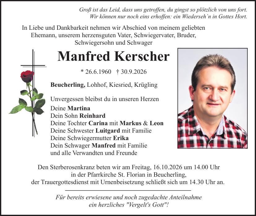 Traueranzeige Manfred Kerscher