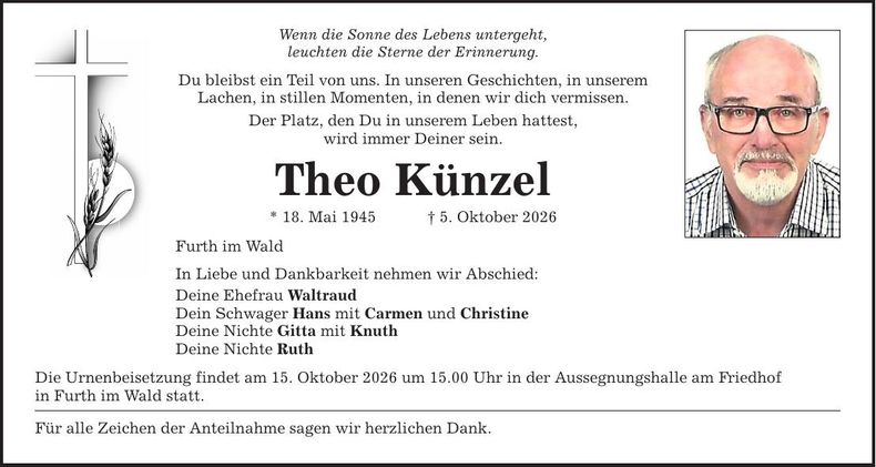 Traueranzeige Theo Künzel