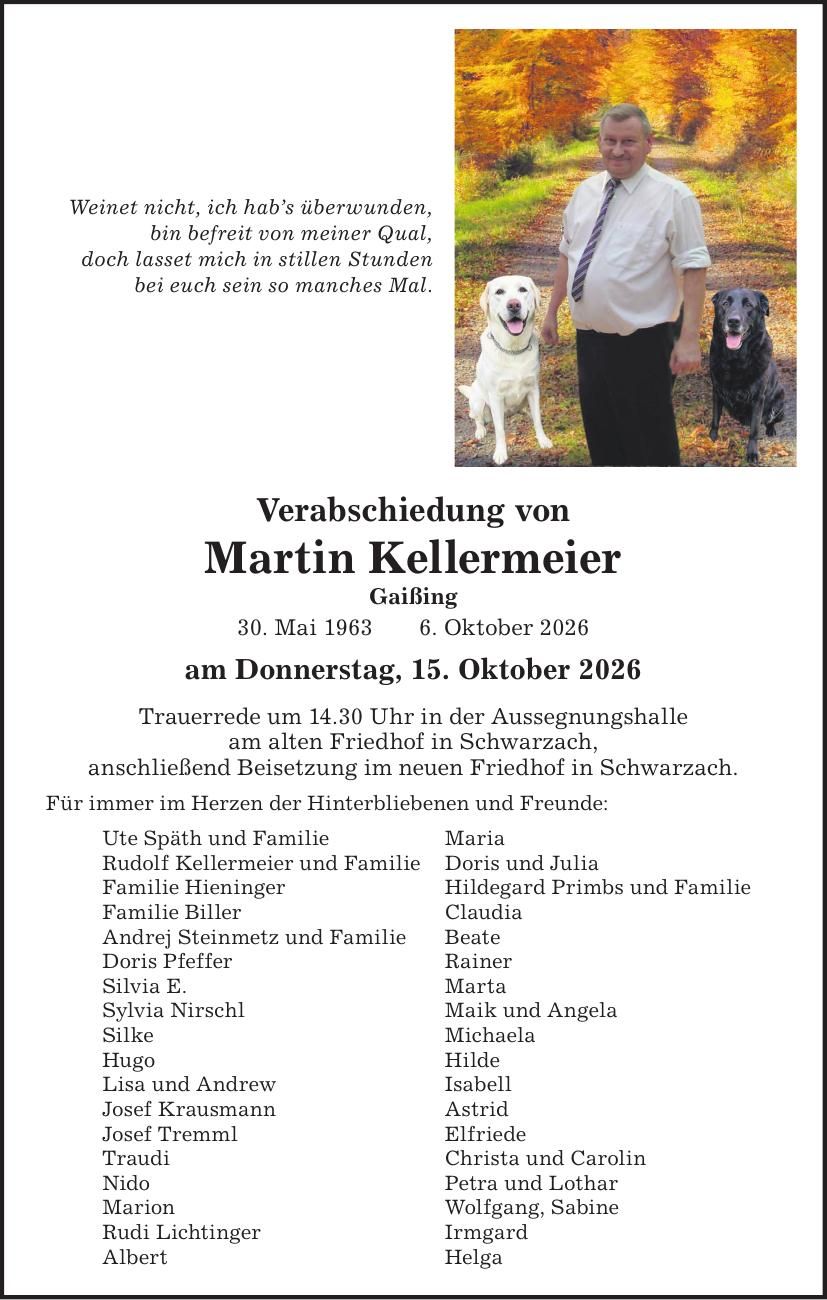 Traueranzeige Martin Kellermeier