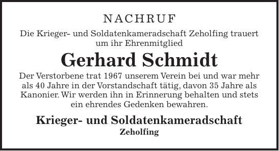 Traueranzeige Gerhard Schmidt