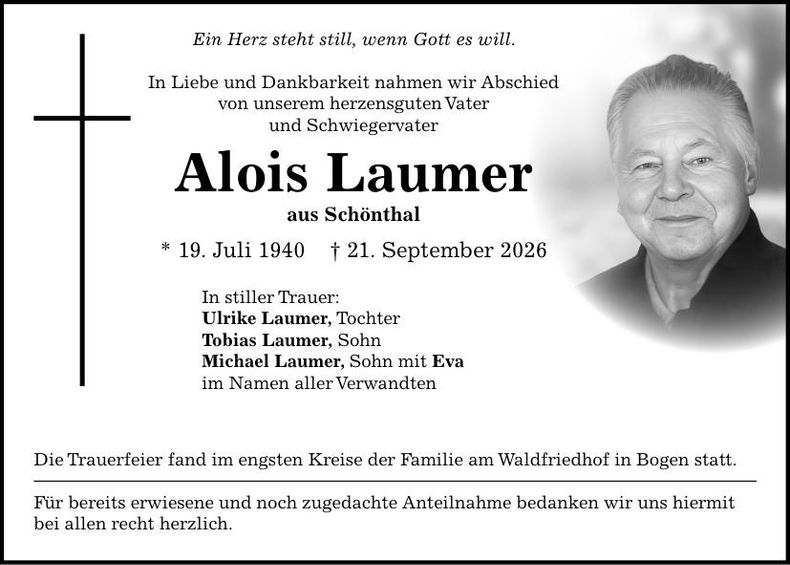 Traueranzeige Alois  Aumer 