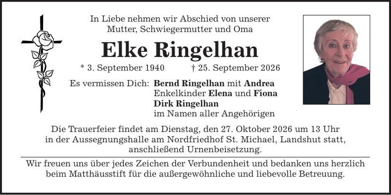 Traueranzeige Josef Ringelhan