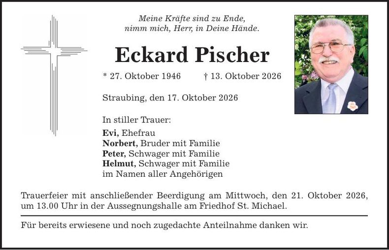 Traueranzeige Eckard Pischer