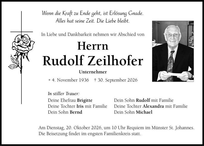Traueranzeige Rudolf Zeilhofer