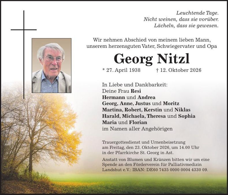 Traueranzeige Georg  Nitzl