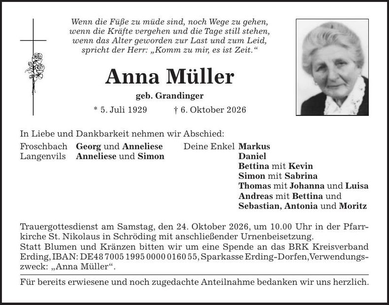 Traueranzeige Anna Müller