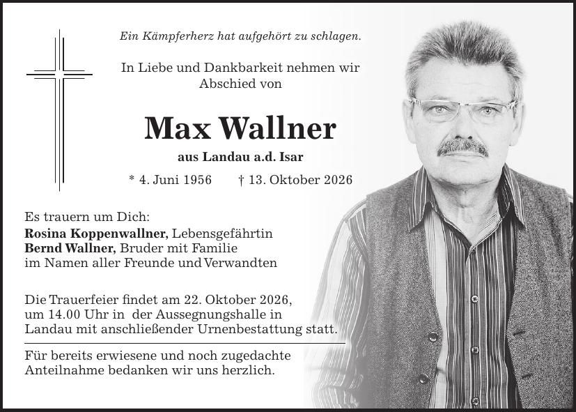 Traueranzeige Max Wallner
