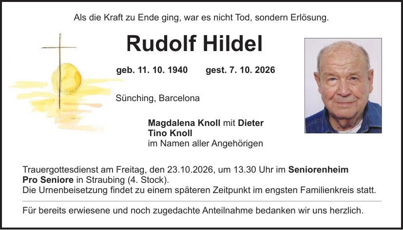 Traueranzeige Rudolf Hildel