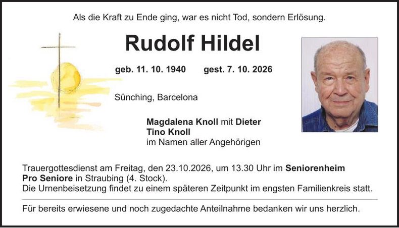 Traueranzeige Rudolf Hildel