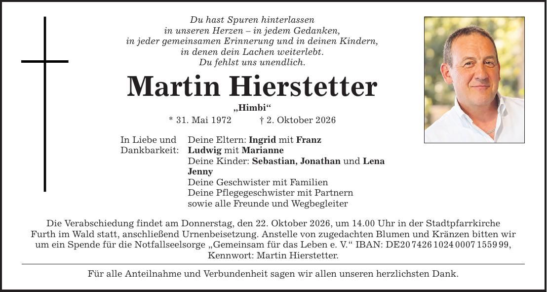 Traueranzeige Martin Hierstetter