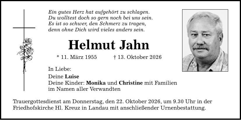 Traueranzeige Helmut Jahn