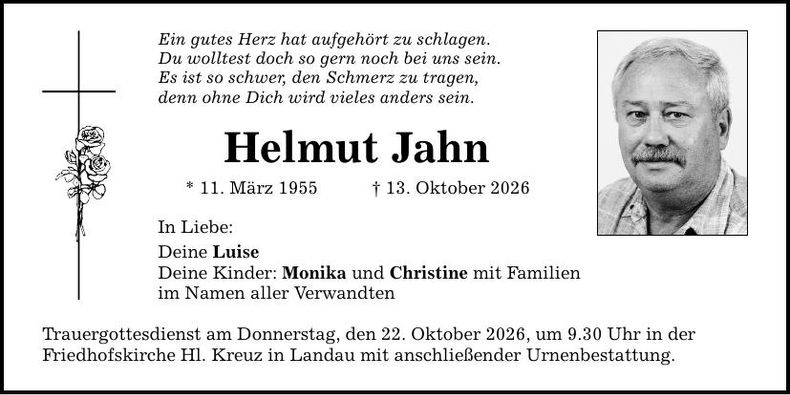 Traueranzeige Helmut Jahn