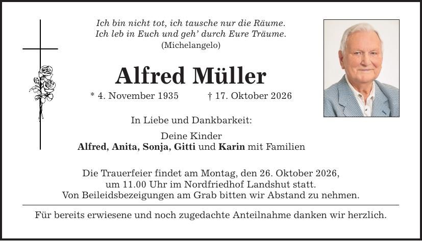 Traueranzeige Alfred Müller