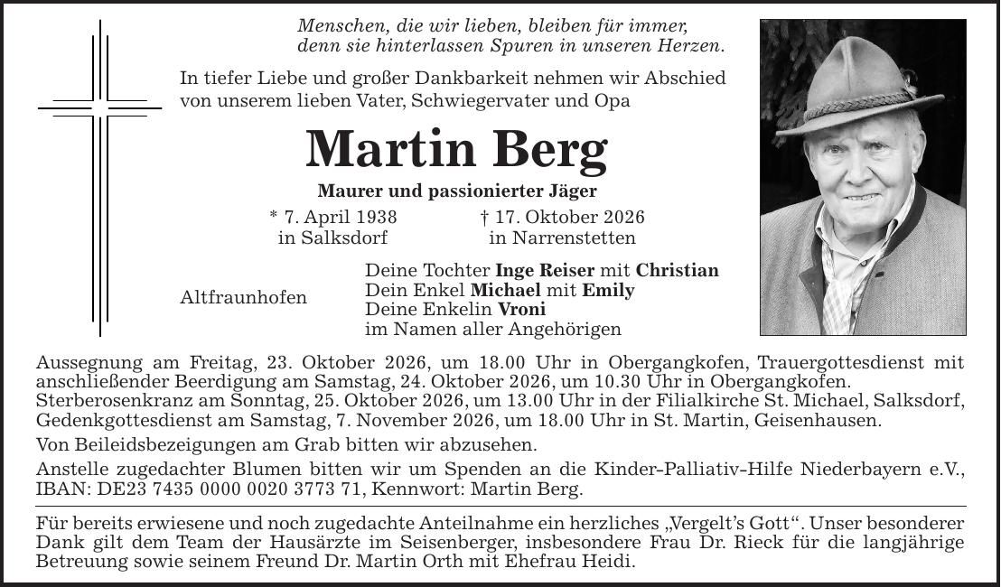 Traueranzeige Martin Berg