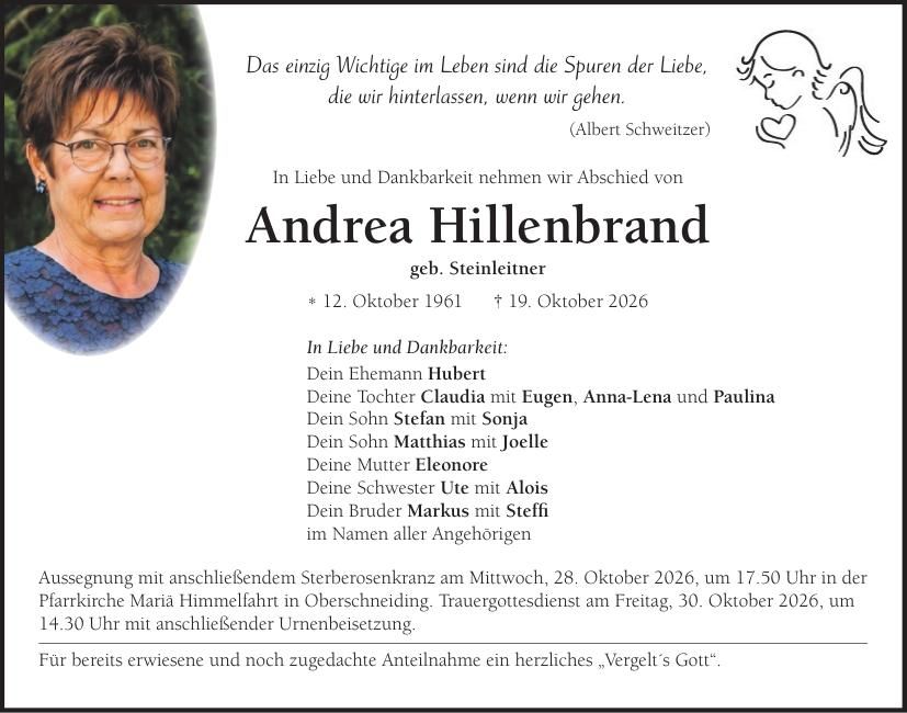 Traueranzeige Andrea Hillenbrand