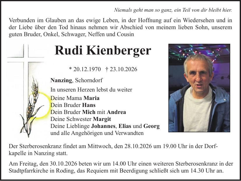 Traueranzeige Rudolf Kienberger