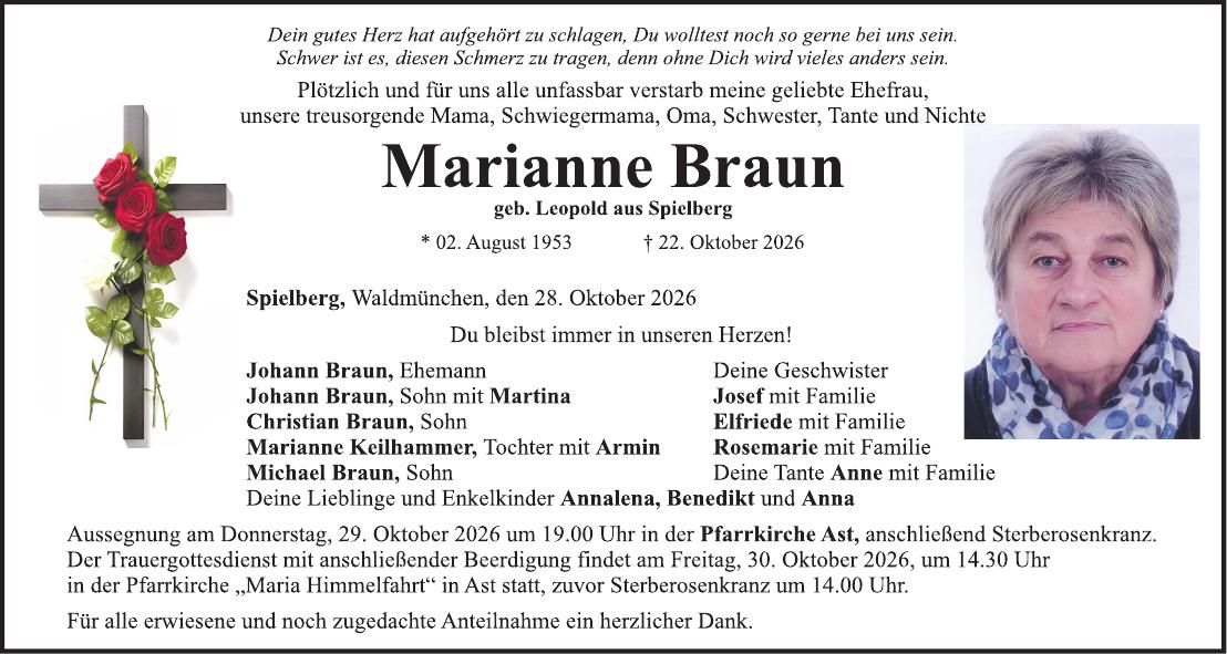 Traueranzeige Marianne Braun 